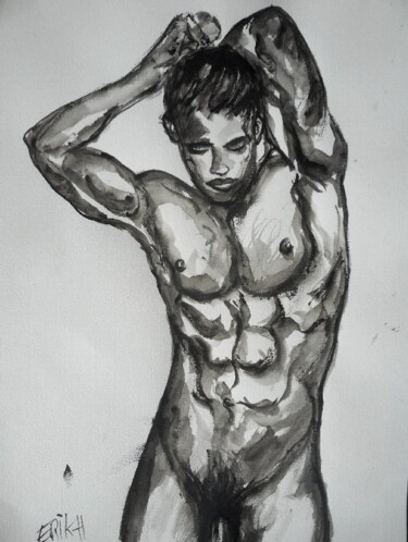Peinture intitulée "nude dancing boy" par Erik Hils, Œuvre d'art originale