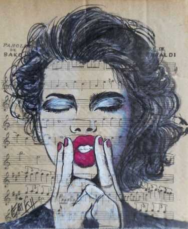 Картина под названием "the girl kiss" - Erik Hils, Подлинное произведение искусства