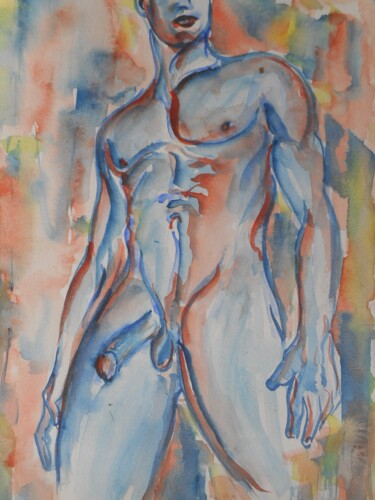 Pintura intitulada "Nude male perpective" por Erik Hils, Obras de arte originais