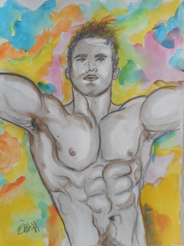 Painting titled "muscle" by Erik Hils, Original Artwork, Acrylic