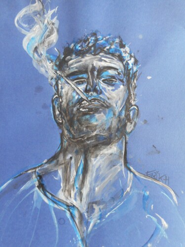 Painting titled "smoker" by Erik Hils, Original Artwork, Acrylic