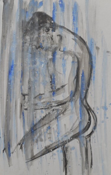 Pittura intitolato "nude male on shower" da Erik Hils, Opera d'arte originale, Acrilico