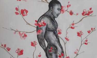 Pintura intitulada "Nude male, primtemps" por Erik Hils, Obras de arte originais, Acrílico