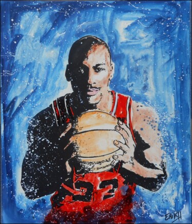 Peinture intitulée "Michael Jordan" par Erik Hils, Œuvre d'art originale, Acrylique