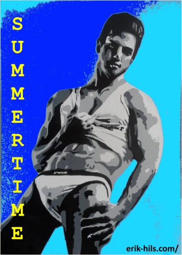 Druckgrafik mit dem Titel "Summertime" von Erik Hils, Original-Kunstwerk, Lithographie