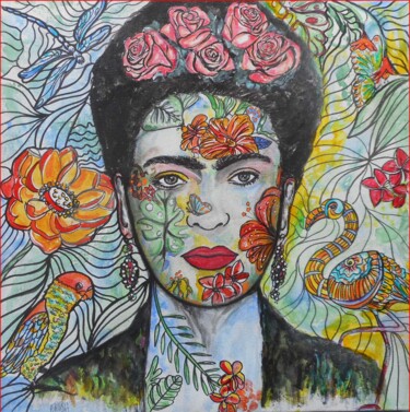 Peinture intitulée "jungle Frida" par Erik Hils, Œuvre d'art originale, Acrylique