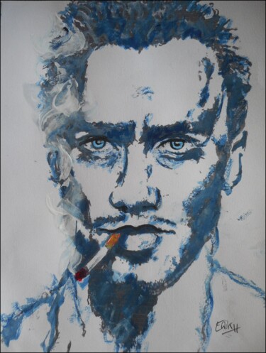 Painting titled "smoker 2" by Erik Hils, Original Artwork, Acrylic