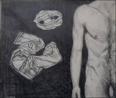 Zeichnungen mit dem Titel "nude boy 1" von Erik Hils, Original-Kunstwerk, Bleistift