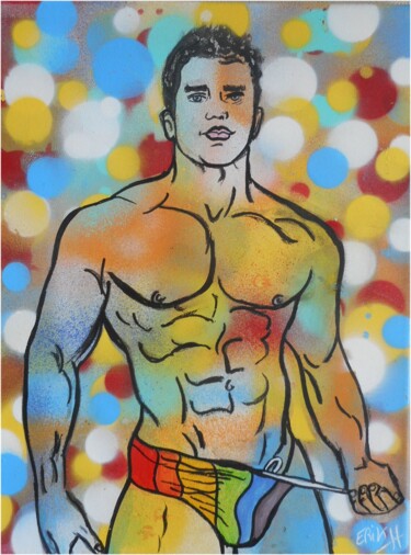 Painting titled "summertime gay boy" by Erik Hils, Original Artwork, Acrylic