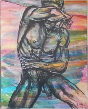 Картина под названием "Nu masculin fin d'é…" - Erik Hils, Подлинное произведение искусства, Акрил