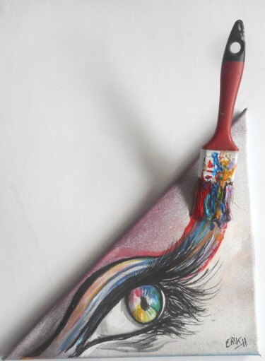 Peinture intitulée "oeil féminin 3D" par Erik Hils, Œuvre d'art originale, Acrylique