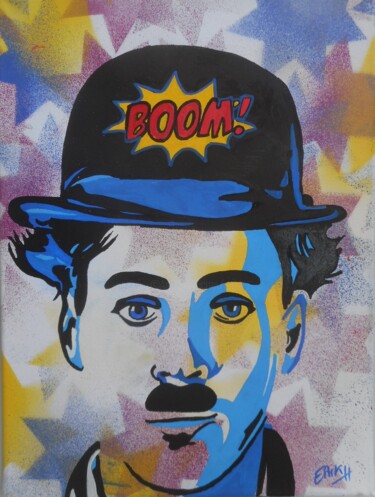 Schilderij getiteld "Charlie Chaplin pop…" door Erik Hils, Origineel Kunstwerk, Acryl