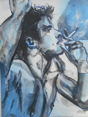 Painting titled "smoker sensuel, fra…" by Erik Hils, Original Artwork, Acrylic