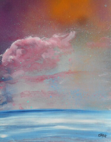 Peinture intitulée "quelques nuages ros…" par Erik Hils, Œuvre d'art originale, Acrylique