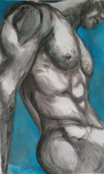 Painting titled "nu masculin, nude m…" by Erik Hils, Original Artwork, Acrylic