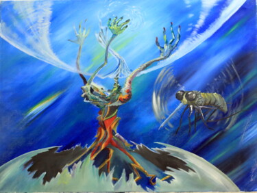 「Tree of dreams」というタイトルの絵画 Erik Mambergerによって, オリジナルのアートワーク, オイル ウッドストレッチャーフレームにマウント