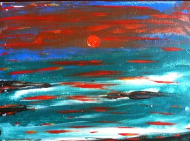 Schilderij getiteld "Beach Sunset" door Erik Melver, Origineel Kunstwerk, Olie