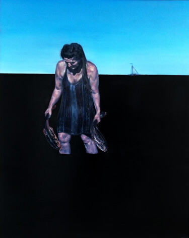 Malerei mit dem Titel "Meerjungfrau" von Erik Schubert, Original-Kunstwerk, Öl