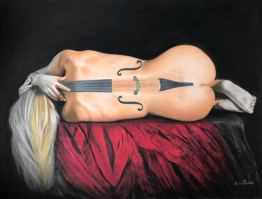 Peinture intitulée "Waiting to be Played" par Erika Farkas, Œuvre d'art originale, Pastel