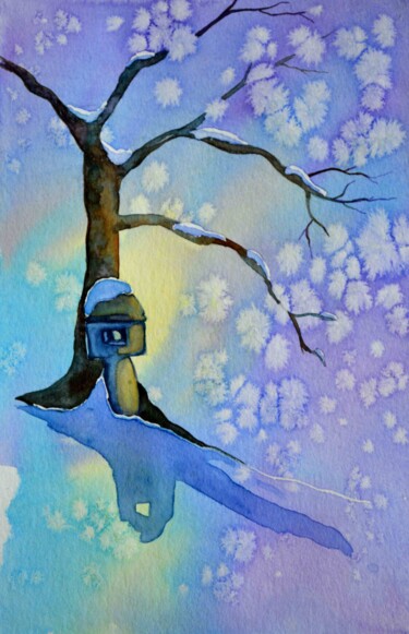 Peinture intitulée "Douceur d'hiver" par Erika Sarah, Œuvre d'art originale, Aquarelle