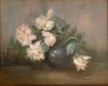 Pintura intitulada "Rosy Petals" por Erika Von Gaal, Obras de arte originais, Óleo Montado em Cartão