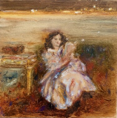 Painting titled "Divine Moments" by Erika Von Gaal, Original Artwork, Oil Mounted on Cardboard