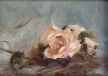 Painting titled "Dreamy Roses" by Erika Von Gaal, Original Artwork, Oil Mounted on Cardboard
