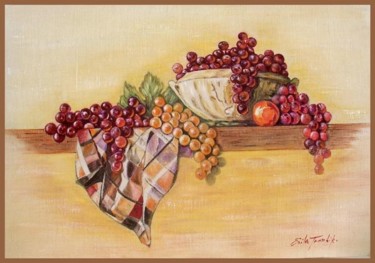 Pintura titulada "nature morte raisins" por Erika Trombik, Obra de arte original
