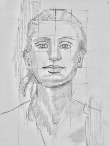 Desenho intitulada "sketching portrait…" por Eb, Obras de arte originais