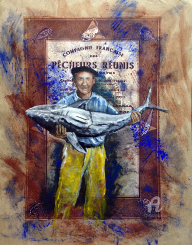 Painting titled "retour de pêche" by Erika Sellier, Original Artwork, Oil