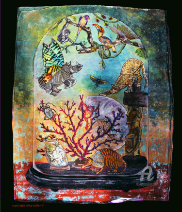 Painting titled "nature-morte-bien-v…" by Erika Sellier, Original Artwork, Glass