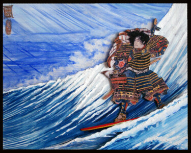 Collages intitulée "heroe-of-the-taihei…" par Erika Sellier, Œuvre d'art originale, Acrylique Monté sur Châssis en bois