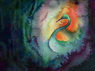 Digital Arts titled "Swan N.02" by Erkan Cerit, Original Artwork, Digital Painting