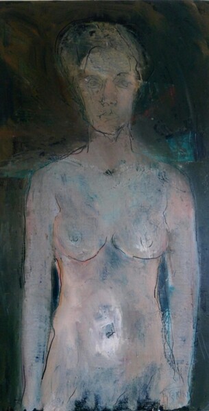 Painting titled "Portrait of a naked…" by Erkin Alakbarli, Original Artwork, Oil