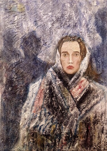 Painting titled "Portrait of  woman…" by Erkin Alakbarli, Original Artwork, Acrylic Mounted on Wood Stretcher frame