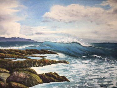 Malerei mit dem Titel "Waves." von Erkin Yılmaz, Original-Kunstwerk, Aquarell