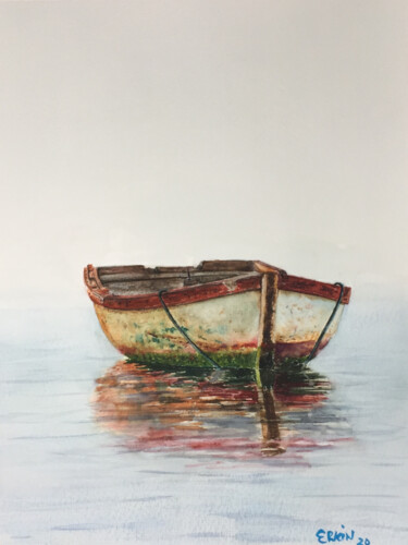 Pintura titulada "Old boat." por Erkin Yılmaz, Obra de arte original, Acuarela
