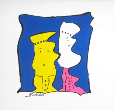 Peinture intitulée "Le duo retrouvé" par Erlodem, Œuvre d'art originale, Acrylique