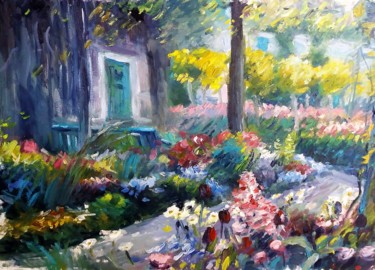 Painting titled "The Garden" by Seldjan Behari, Original Artwork, Oil