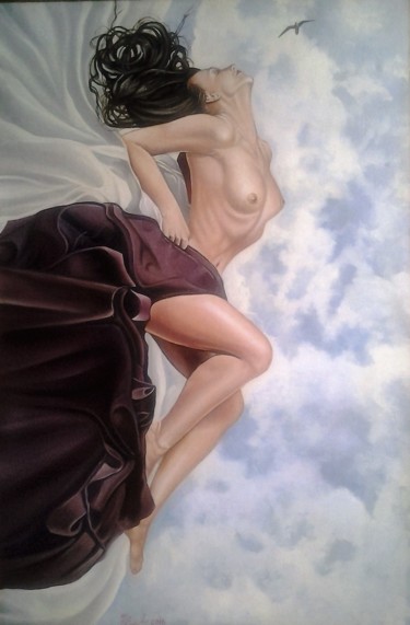 Schilderij getiteld ",,Парящая в облаках…" door Nikolai Ermolaev, Origineel Kunstwerk, Olie