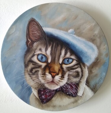 Painting titled "Cat Marsel" by Olesya Ermolaeva, Original Artwork, Oil