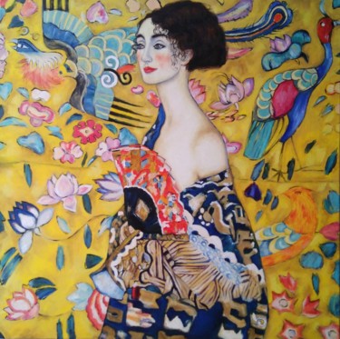 Peinture intitulée "Lady with a fan Fre…" par Olesya Ermolaeva, Œuvre d'art originale, Huile