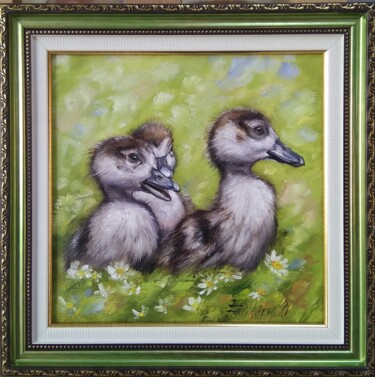 Painting titled "Ducklings" by Olesya Ermolaeva, Original Artwork, Oil