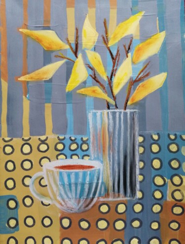 Malerei mit dem Titel "Yellow leaves" von Svetlana Ermolina, Original-Kunstwerk, Acryl