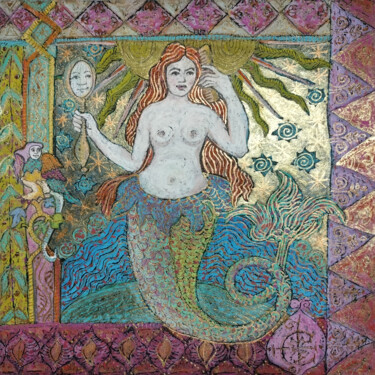 Painting titled "Solar Mermaid" by Erna Berger Moise, Original Artwork, Pastel