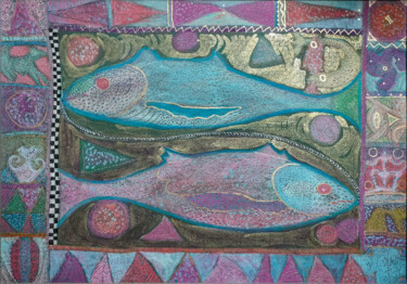 Pintura intitulada "Pisces" por Erna Berger Moise, Obras de arte originais, Pastel