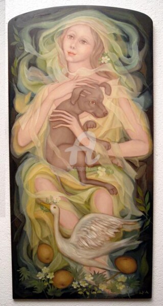 Pintura intitulada "Protetora dos Anima…" por Erna Antunes - ( Erna Y ), Obras de arte originais, Outro