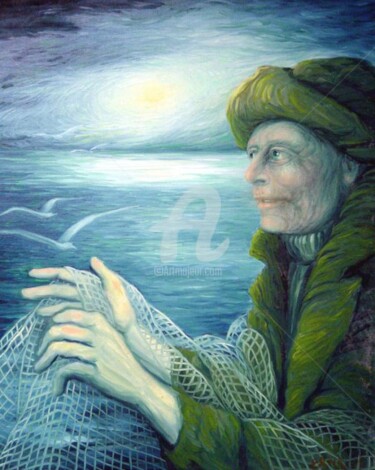 Pintura intitulada "Pescador" por Erna Antunes - ( Erna Y ), Obras de arte originais, Outro