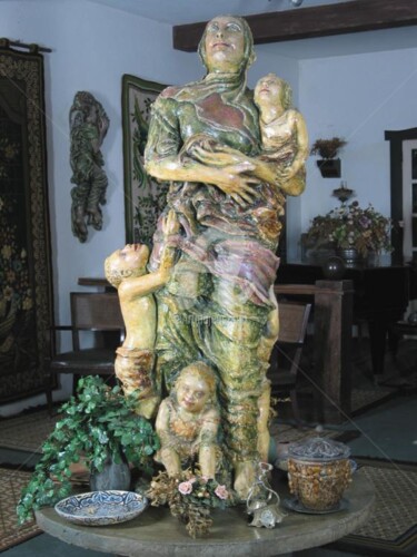 Escultura intitulada "Escultura em Faiance" por Erna Antunes - ( Erna Y ), Obras de arte originais