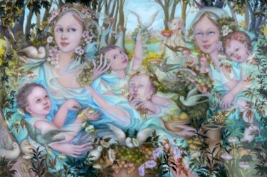 Pintura intitulada "Familiy" por Erna Antunes - ( Erna Y ), Obras de arte originais